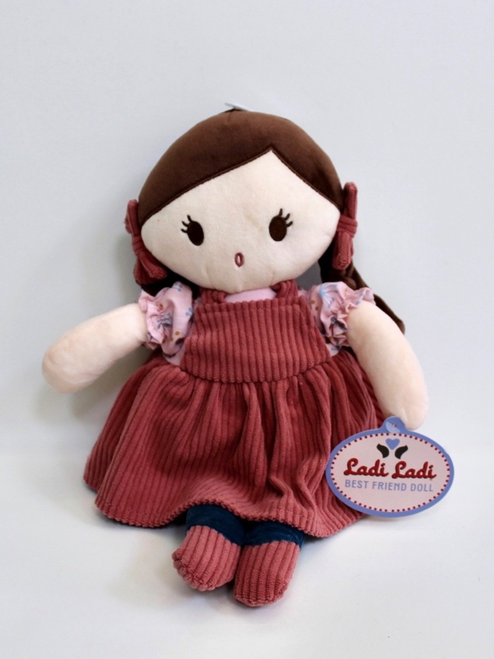 Ladi Ladi Deena Plush Best Friend Rag Doll Lovey 15" Pink Dress NEW